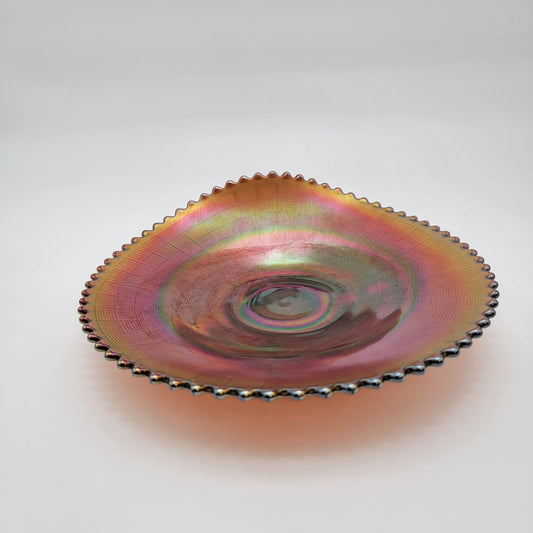 Vintage Northwood Carnival Glass Basketweave Handgrip Plate