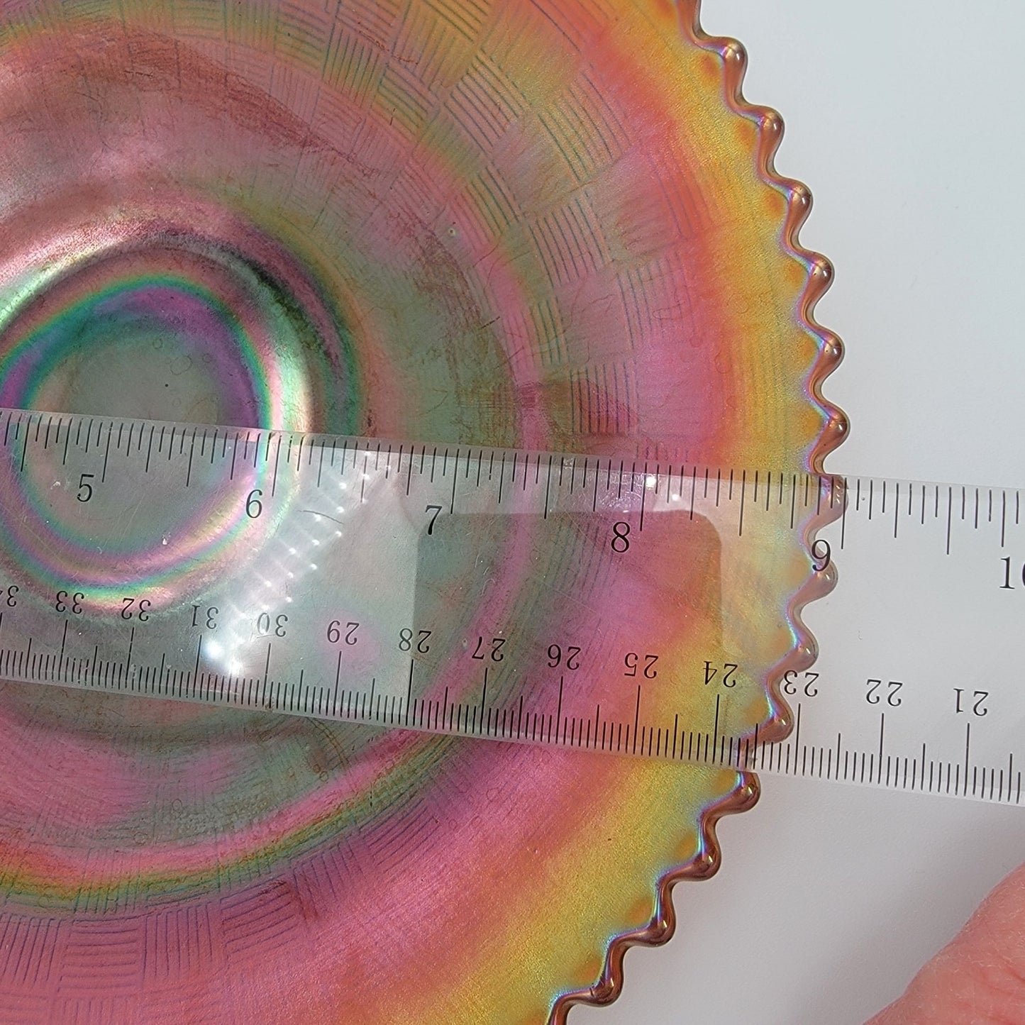 Vintage Northwood Carnival Glass Basketweave Handgrip Plate