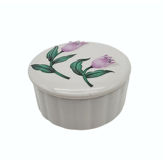 Vintage Porcelain Tulips Dresser Jar