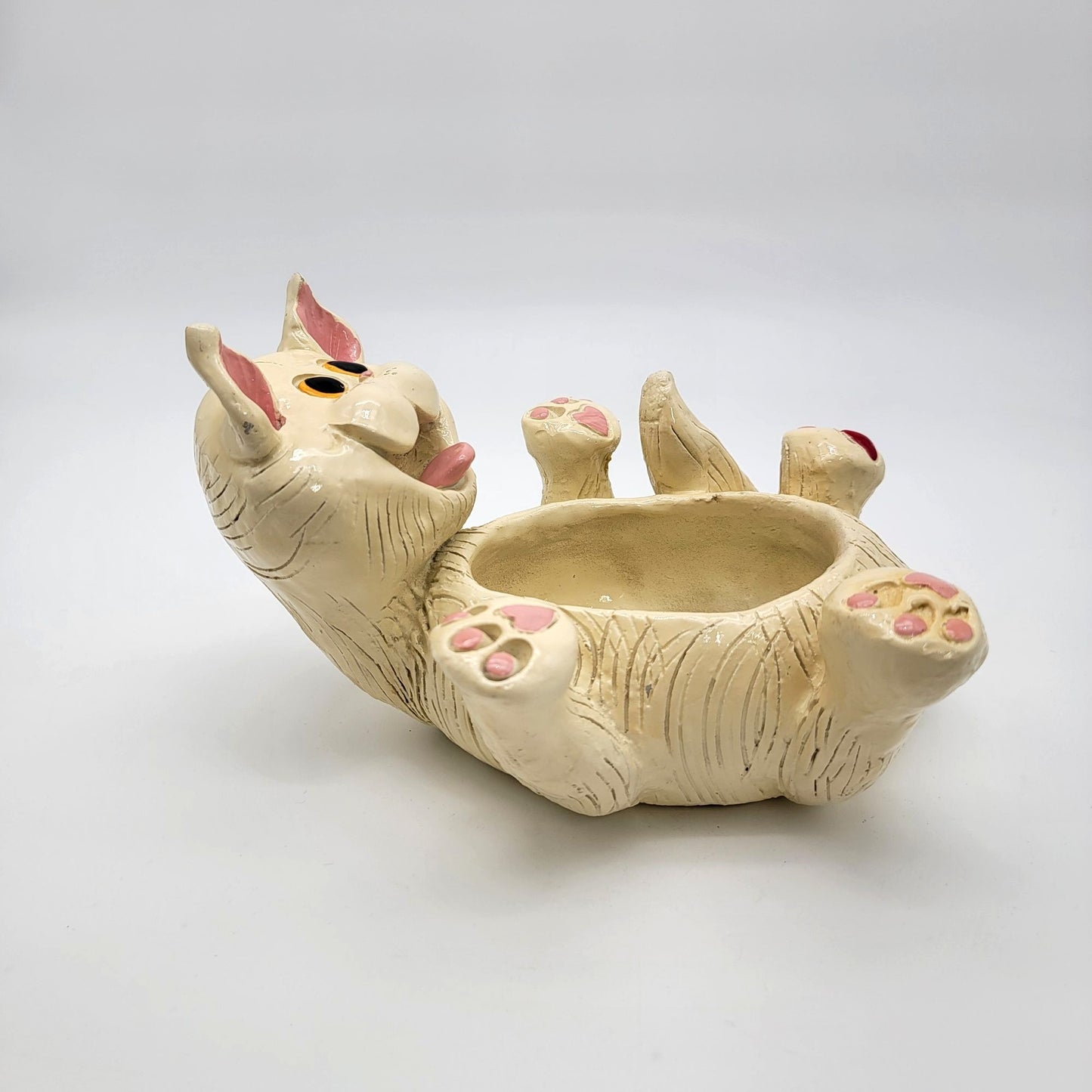 Vintage Exhart White Cat Planter Bowl
