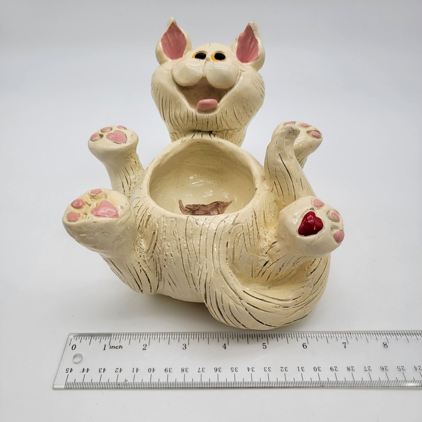 Vintage Exhart White Cat Planter Bowl