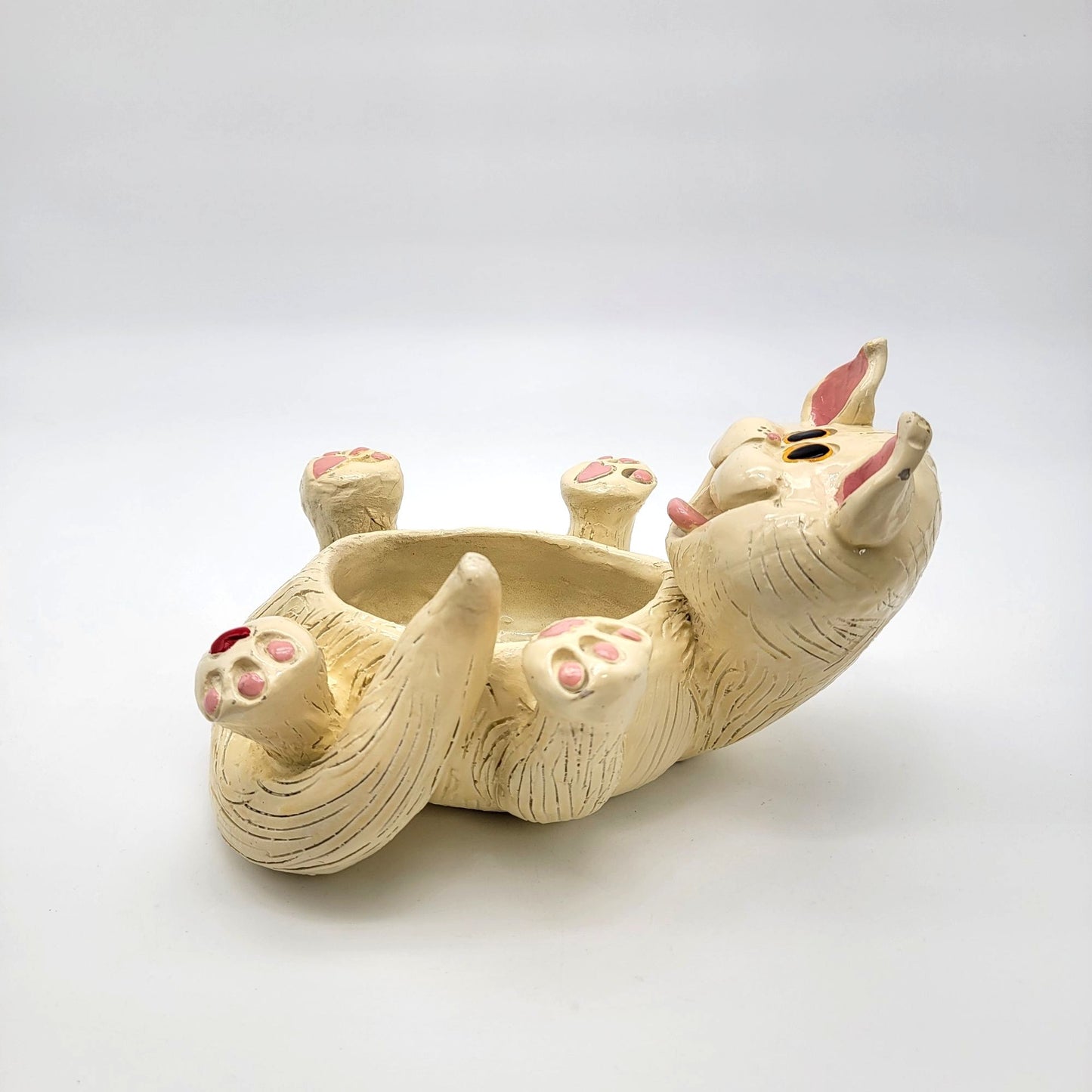 Vintage Exhart White Cat Planter Bowl