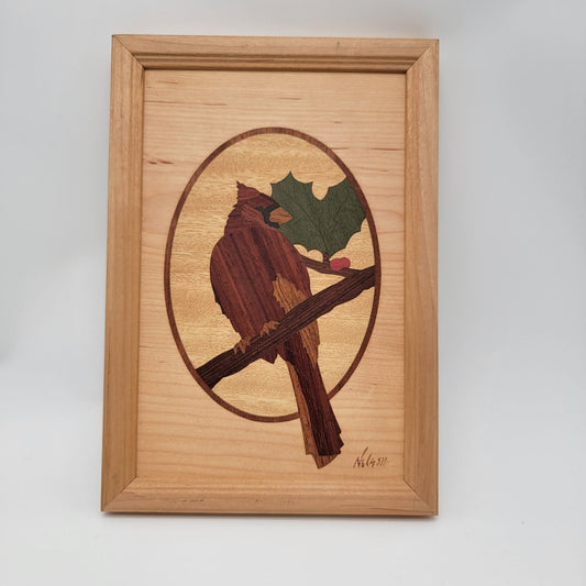 Hudson River Inlay Marquetry Cardinal Picture By Jeff Nelson
