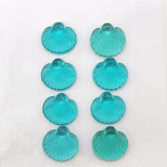 Vintage Ice Blue Glass Seashells Set Of 8