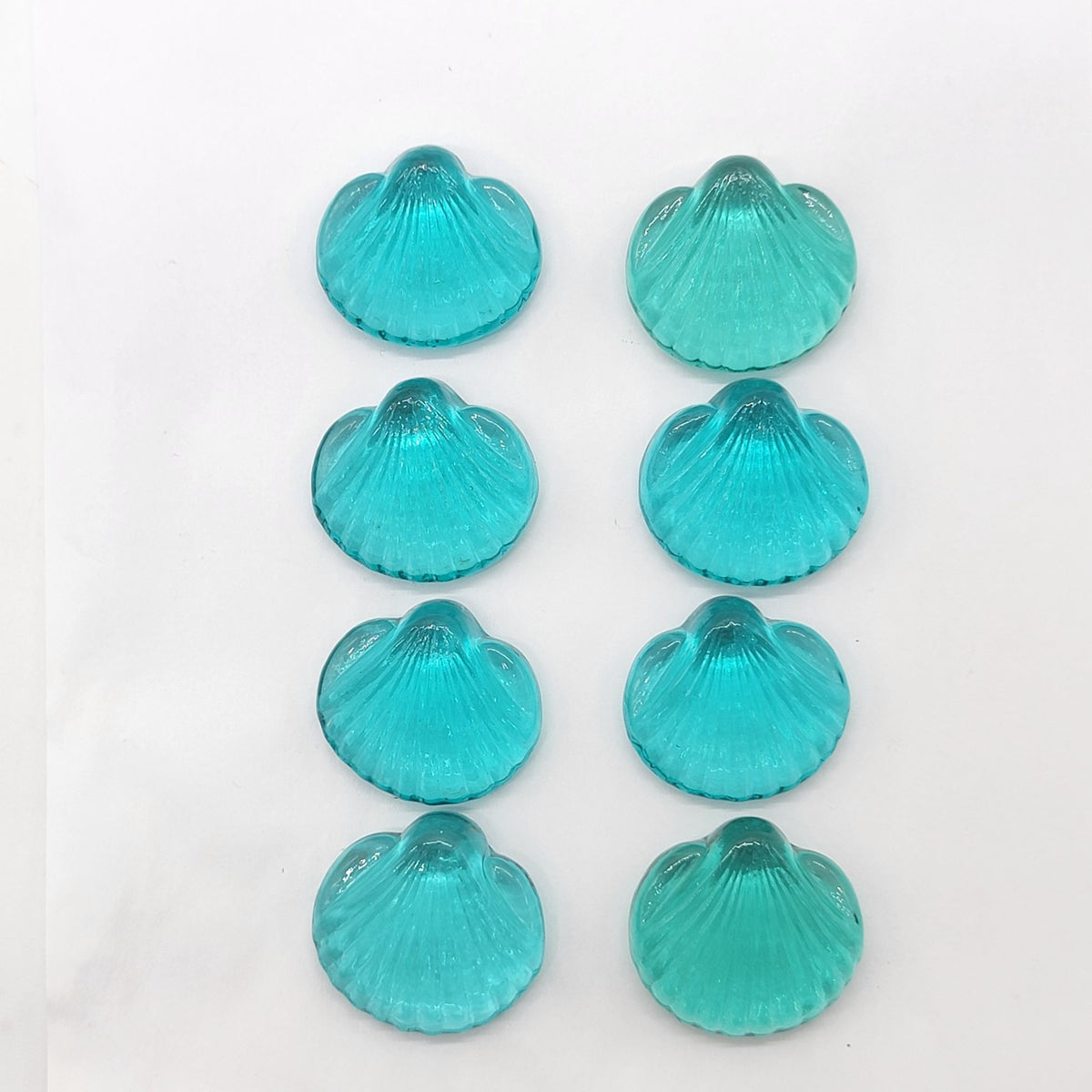 Vintage Ice Blue Glass Seashells Set Of 8