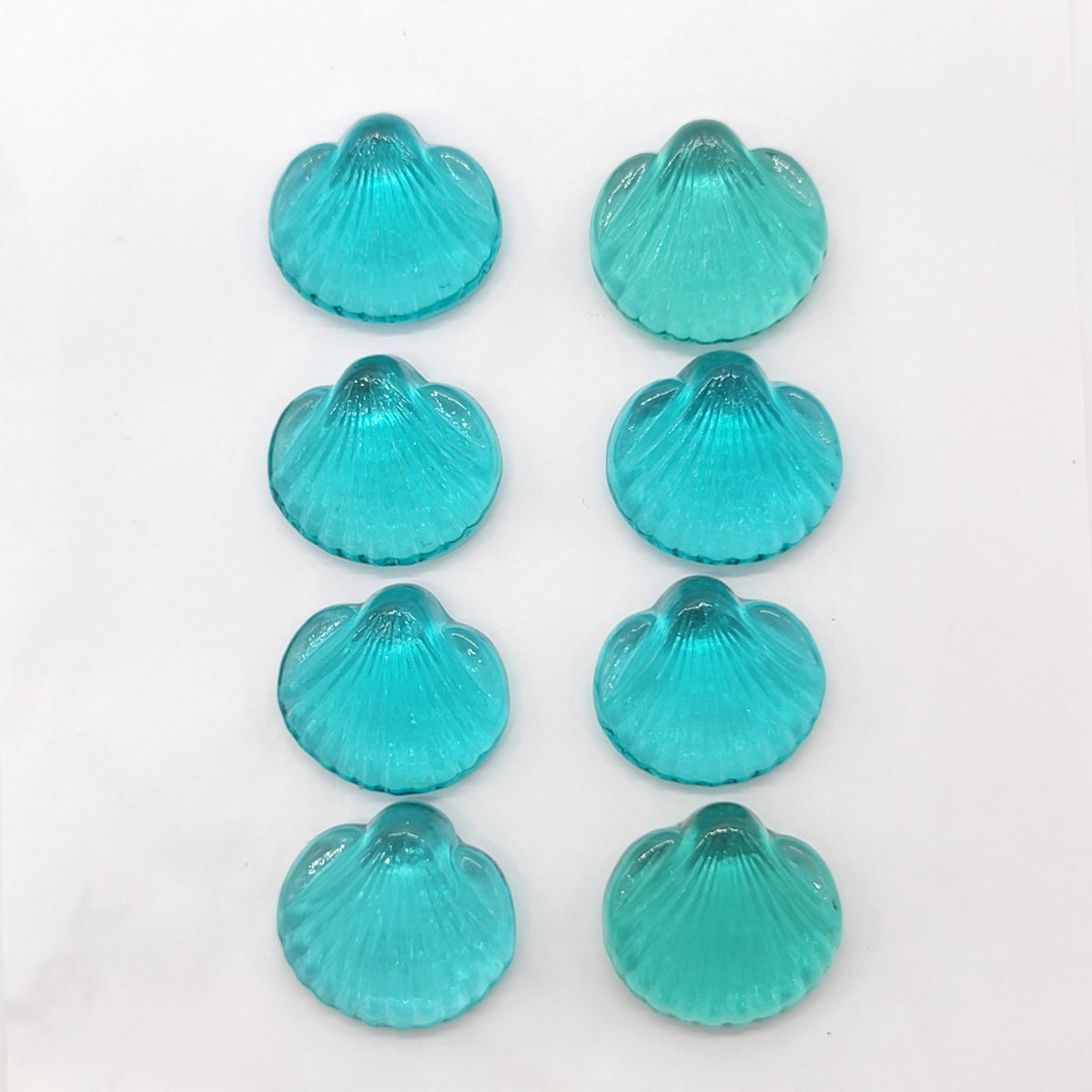 Vintage Ice Blue Glass Seashells Set Of 8
