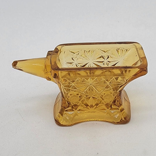 Vintage EAPG Amber Daisy & Buttons Anvil Toothpick Holder