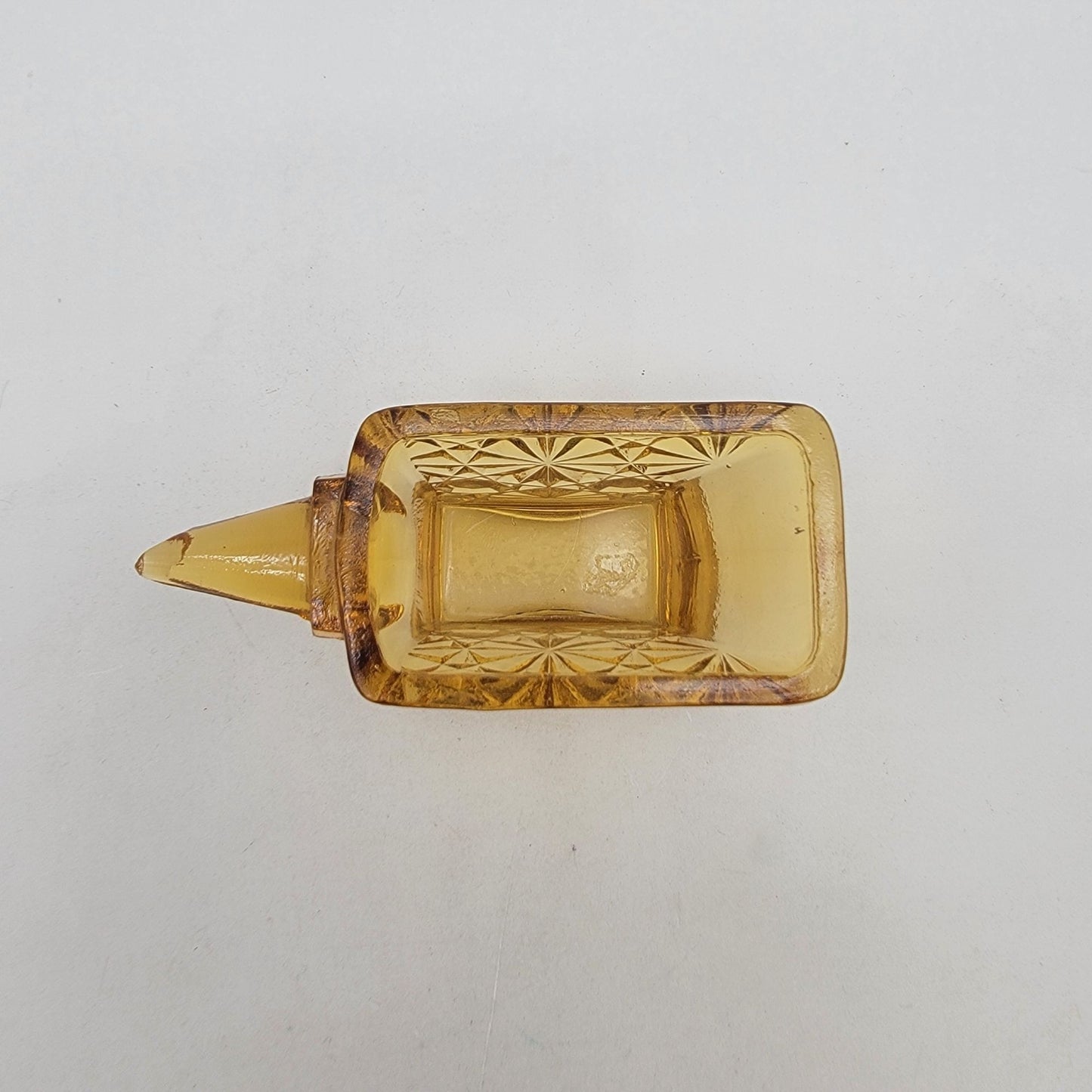 Vintage EAPG Amber Daisy & Buttons Anvil Toothpick Holder