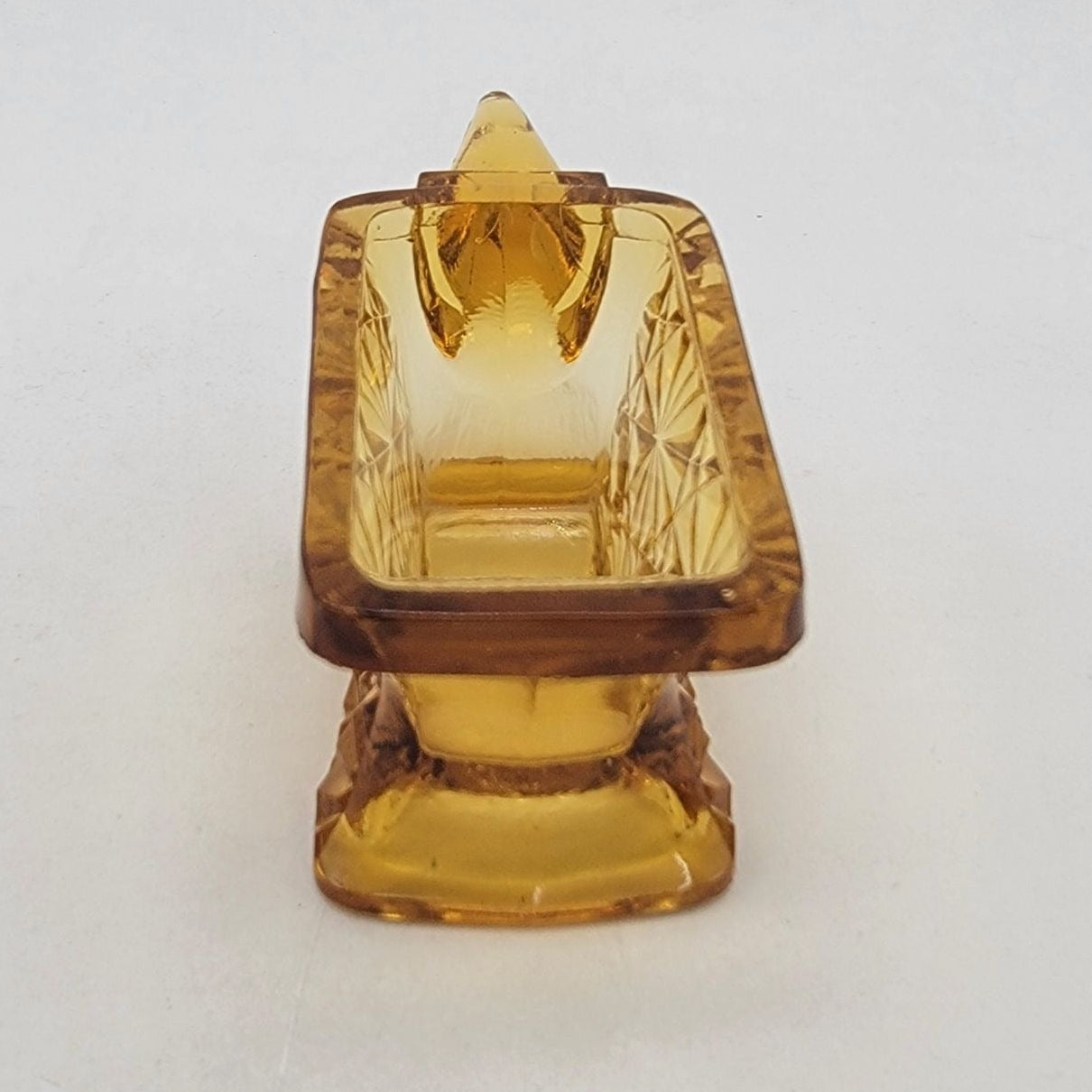 Vintage EAPG Amber Daisy & Buttons Anvil Toothpick Holder