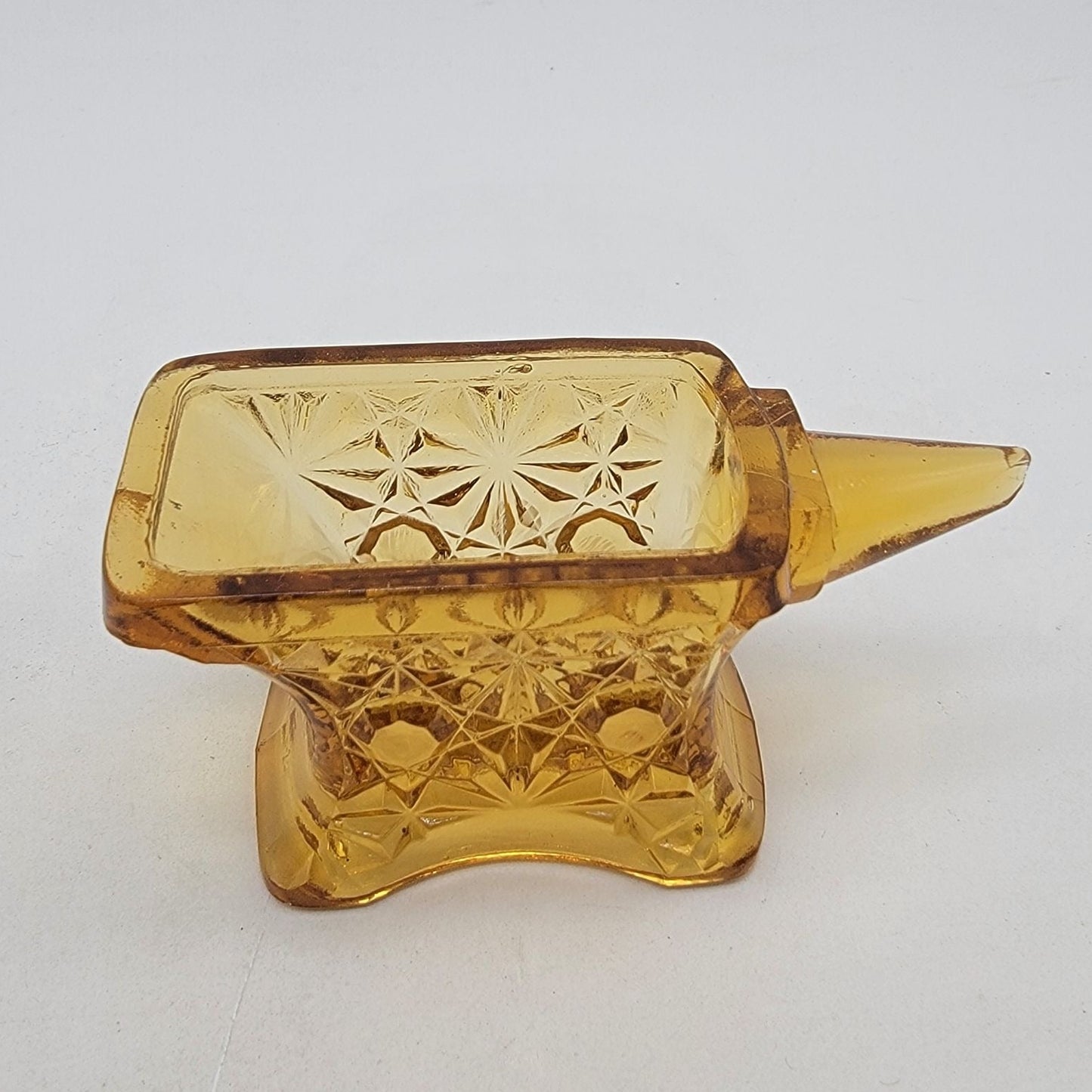 Vintage EAPG Amber Daisy & Buttons Anvil Toothpick Holder