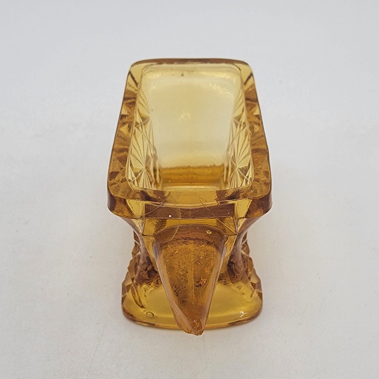 Vintage EAPG Amber Daisy & Buttons Anvil Toothpick Holder