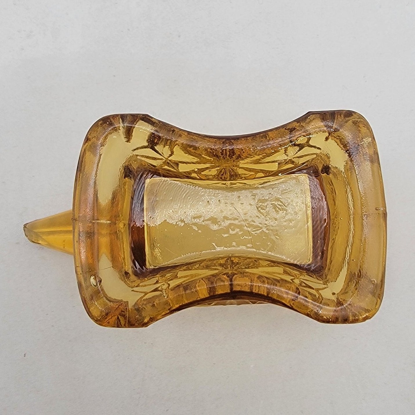 Vintage EAPG Amber Daisy & Buttons Anvil Toothpick Holder