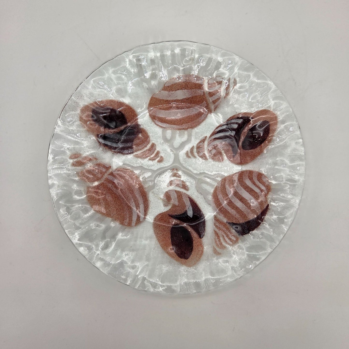 Sydenstricker Fused Glass Seashell Plate Nautical Brown