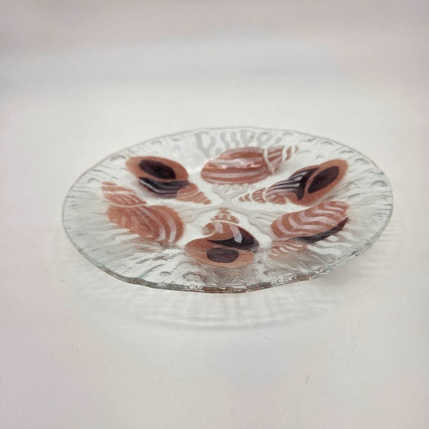 Sydenstricker Fused Glass Seashell Plate Nautical Brown