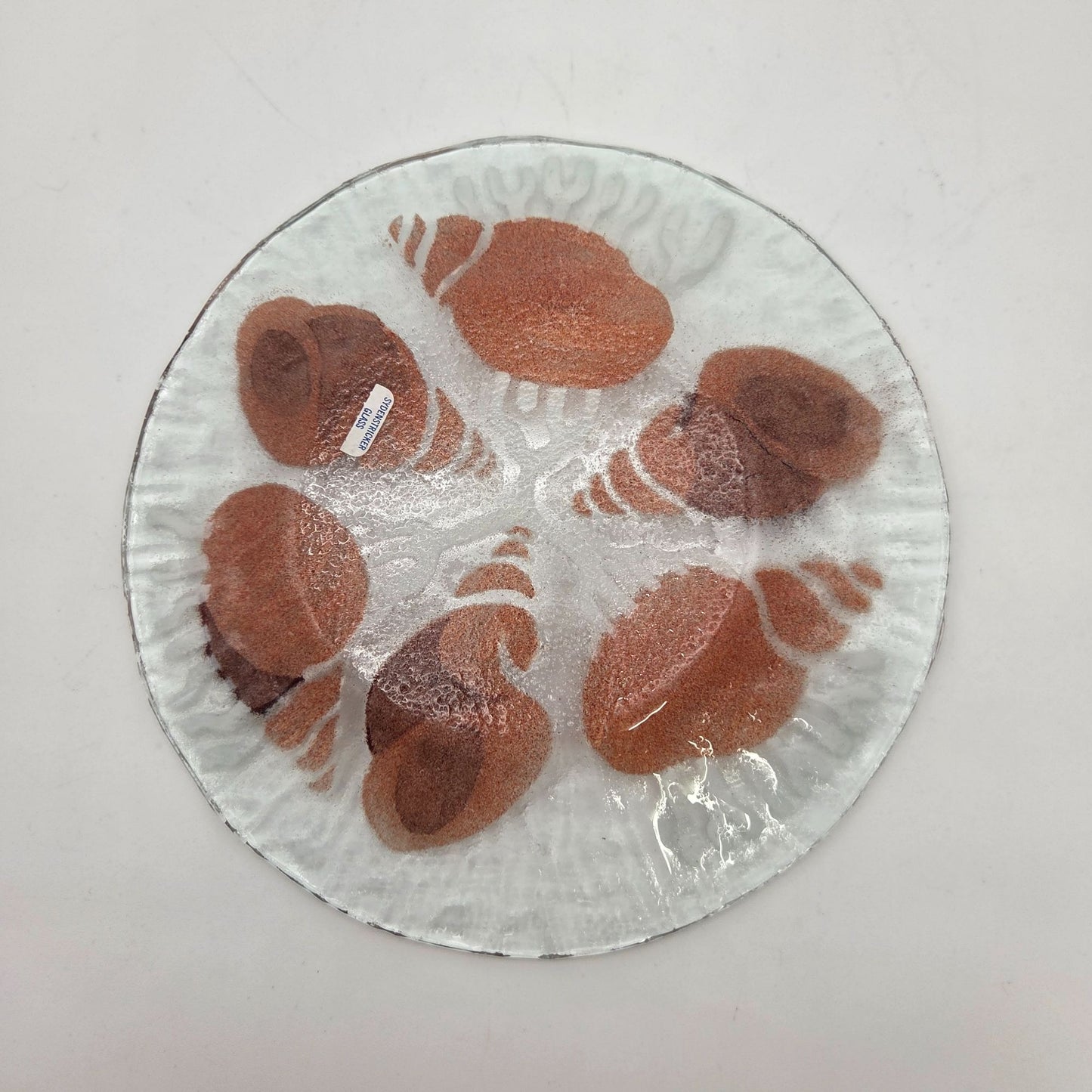 Sydenstricker Fused Glass Seashell Plate Nautical Brown