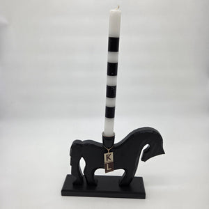 Konsthantverk Lindqvist Handcrafted Wood Horse Black Candle Holder Sweden