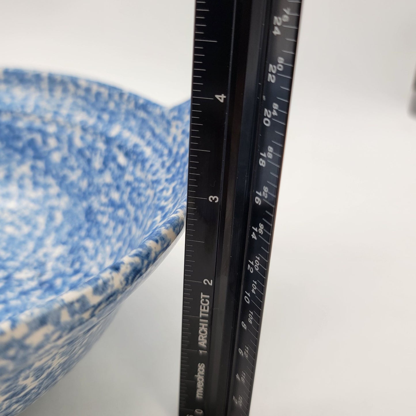 Vintage Blue & White Speckled Stoneware Bowl With Handles