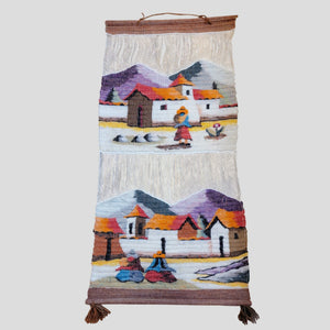 Vintage Peruvian Andean Wool Folk Art Tapestry Wall Hanging