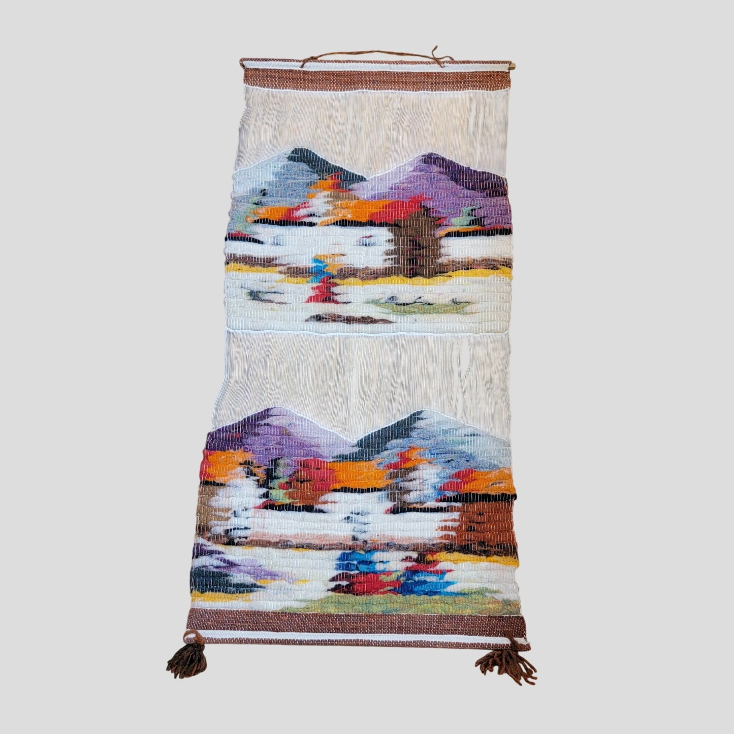 Vintage Peruvian Andean Wool Folk Art Tapestry Wall Hanging