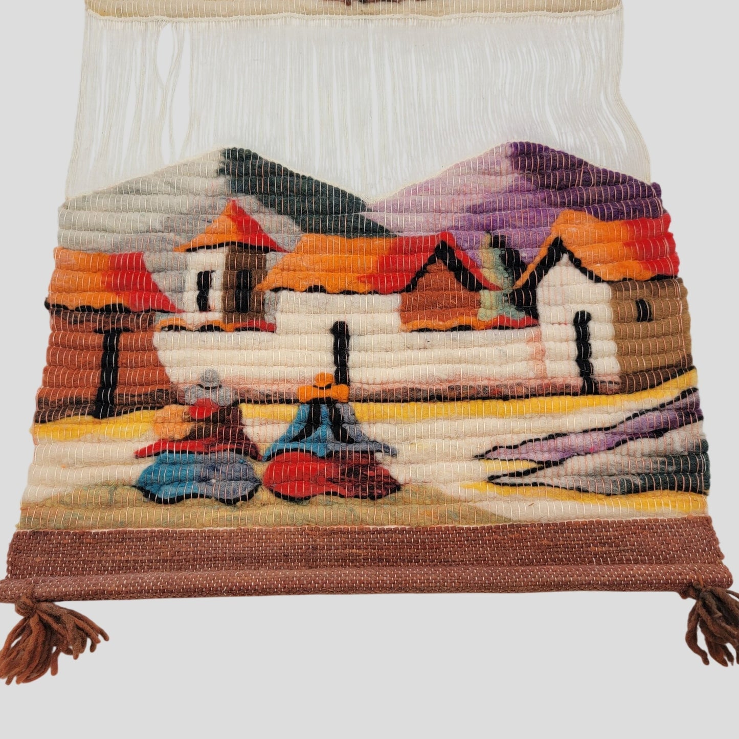 Vintage Peruvian Andean Wool Folk Art Tapestry Wall Hanging