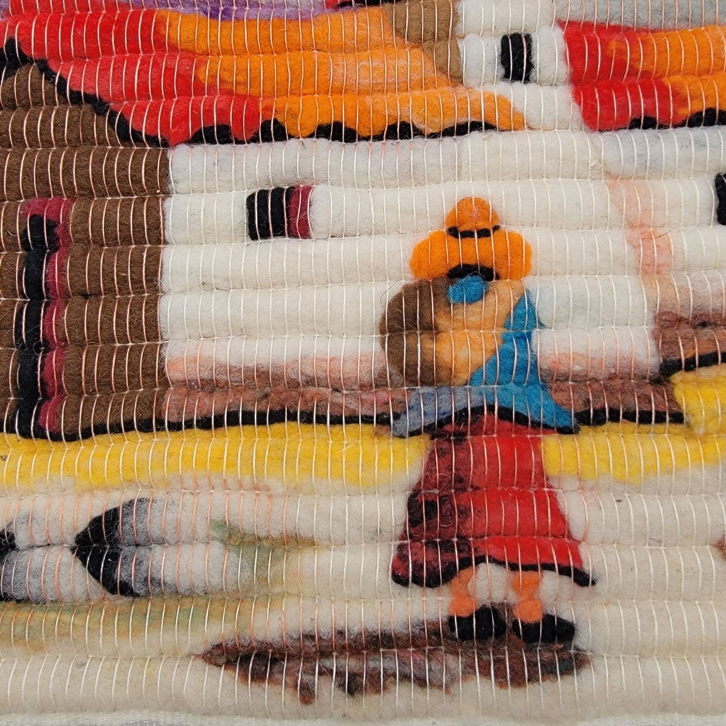 Vintage Peruvian Andean Wool Folk Art Tapestry Wall Hanging