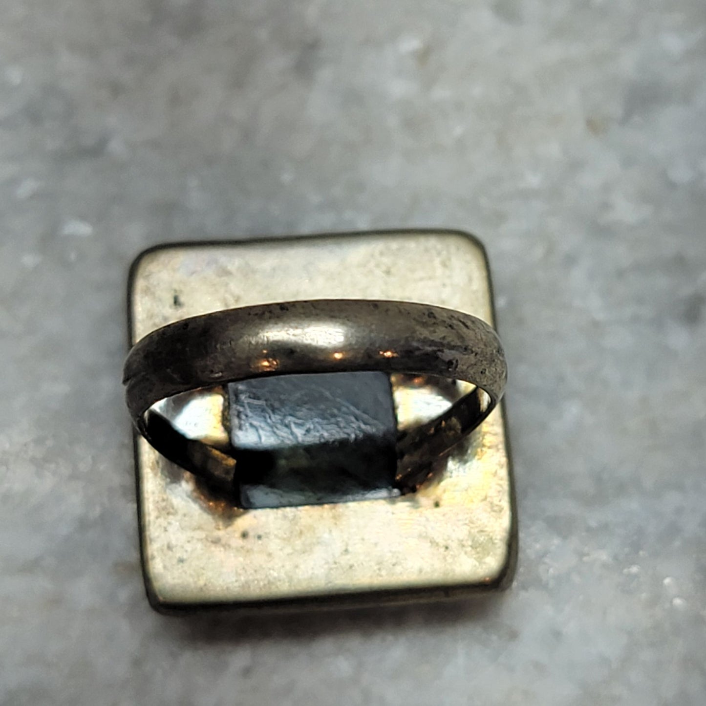 Sterling Silver Labradorite Square Statement Ring Size 6.75