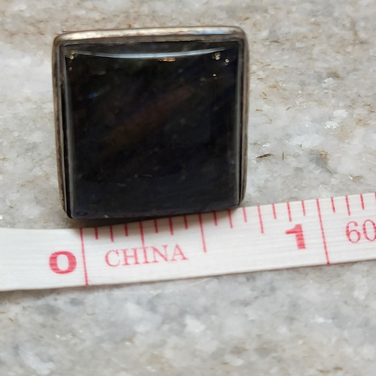 Sterling Silver Labradorite Square Statement Ring Size 6.75