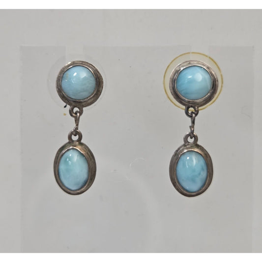 Larimar Sterling Silver Dangle Earrings