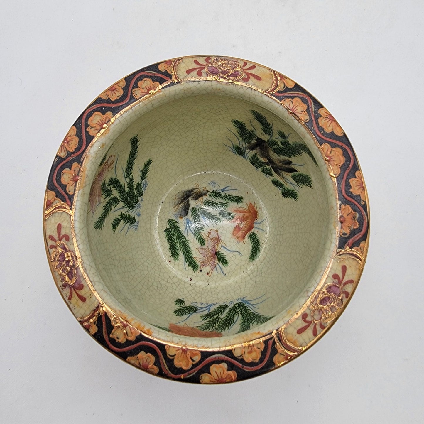 Vintage Signed Satsuma Geisha Mini Planter Pot