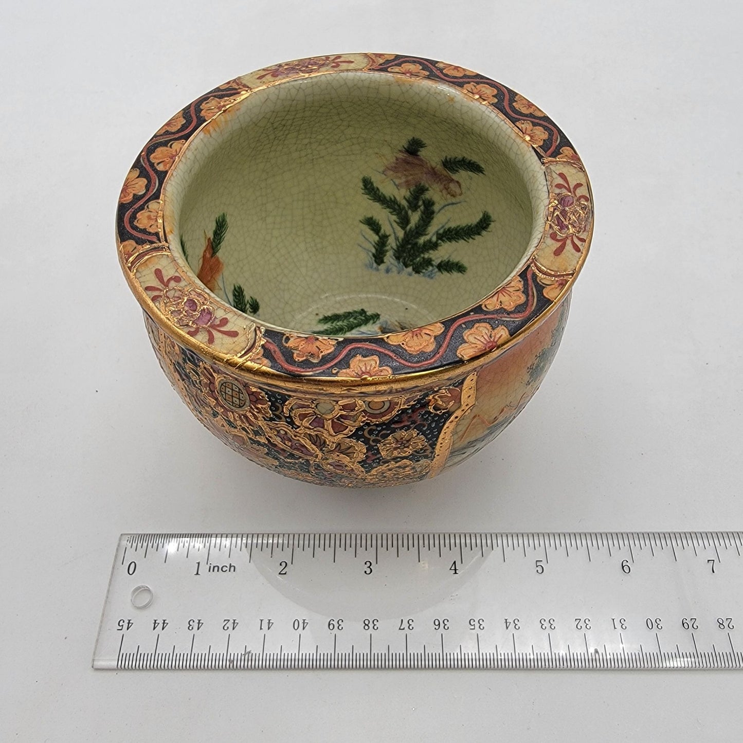 Vintage Signed Satsuma Geisha Mini Planter Pot