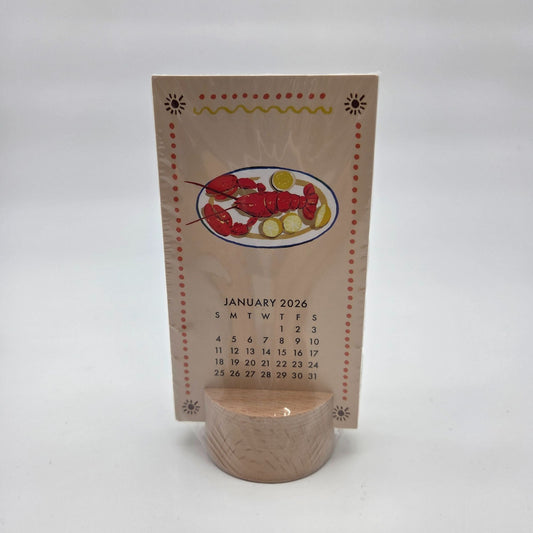 Molly & Rex 2026 12-Month Desk Calendar With Wooden Base