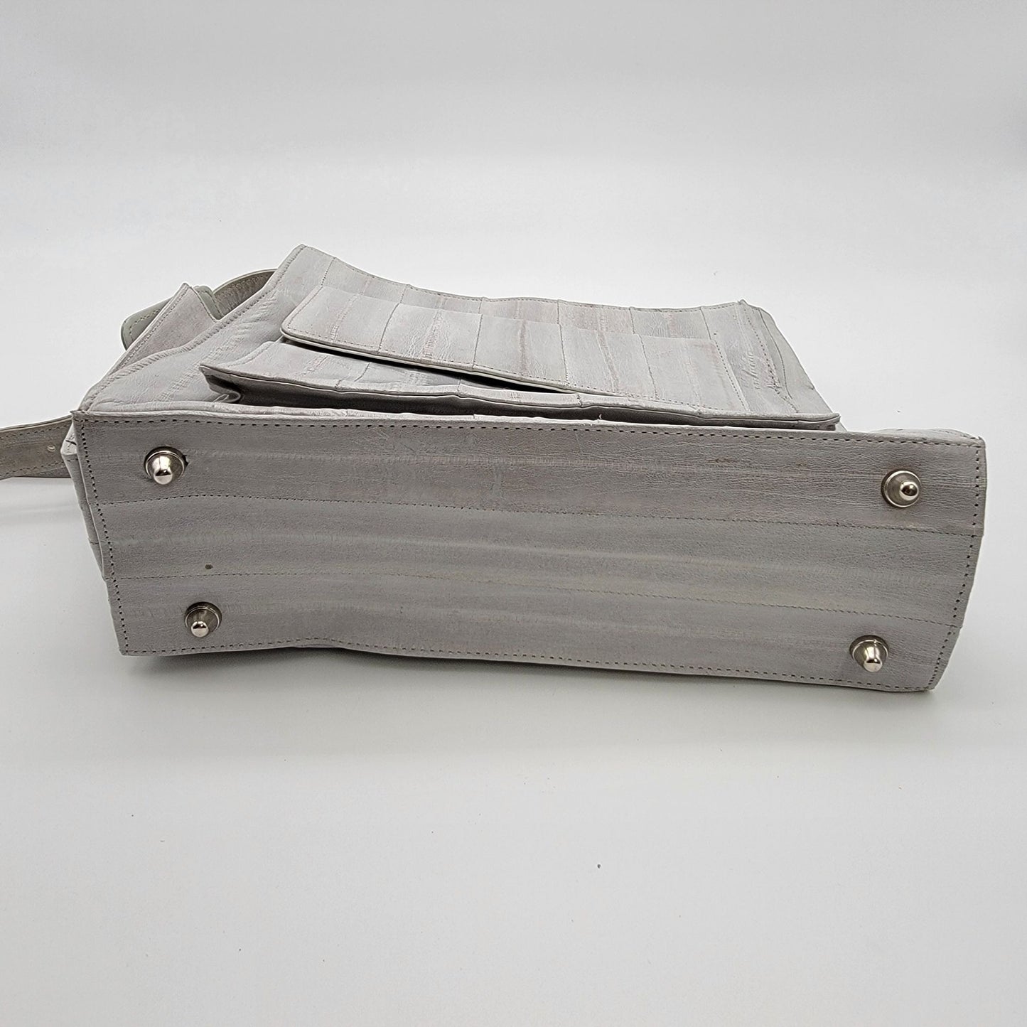 Vintage Lee Sands Grey Eelskin Leather Shoulder Crossbody Bag Purse