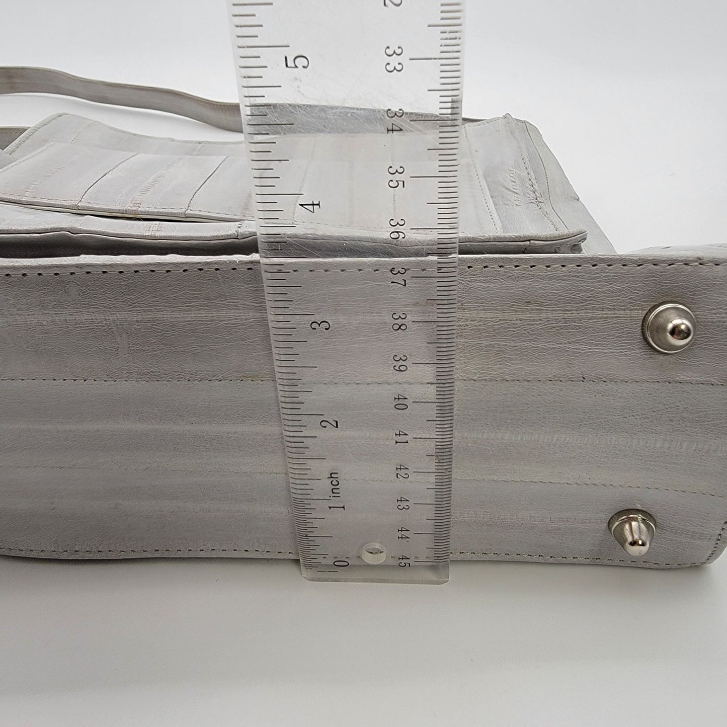 Vintage Lee Sands Grey Eelskin Leather Shoulder Crossbody Bag Purse