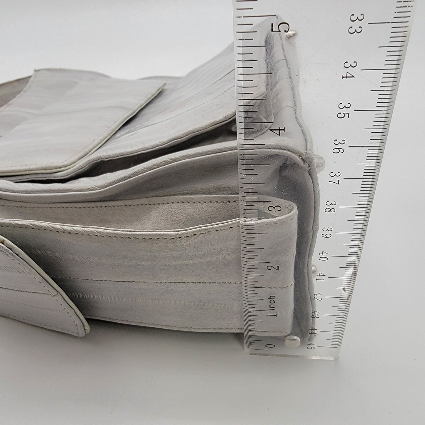 Vintage Lee Sands Grey Eelskin Leather Shoulder Crossbody Bag Purse