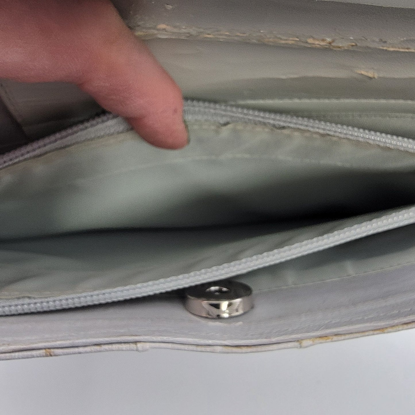 Vintage Lee Sands Grey Eelskin Leather Shoulder Crossbody Bag Purse