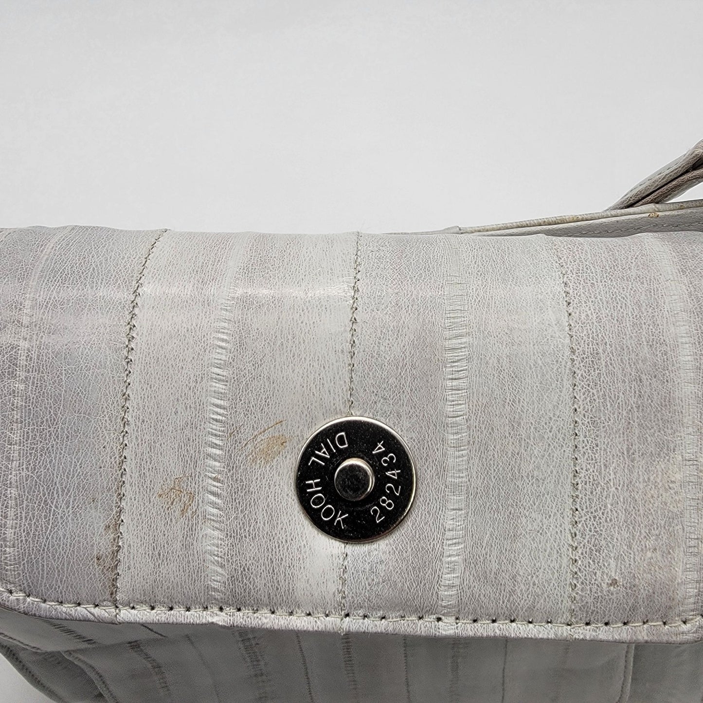 Vintage Lee Sands Grey Eelskin Leather Shoulder Crossbody Bag Purse