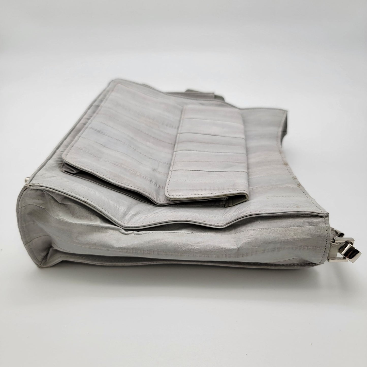 Vintage Lee Sands Grey Eelskin Leather Shoulder Crossbody Bag Purse