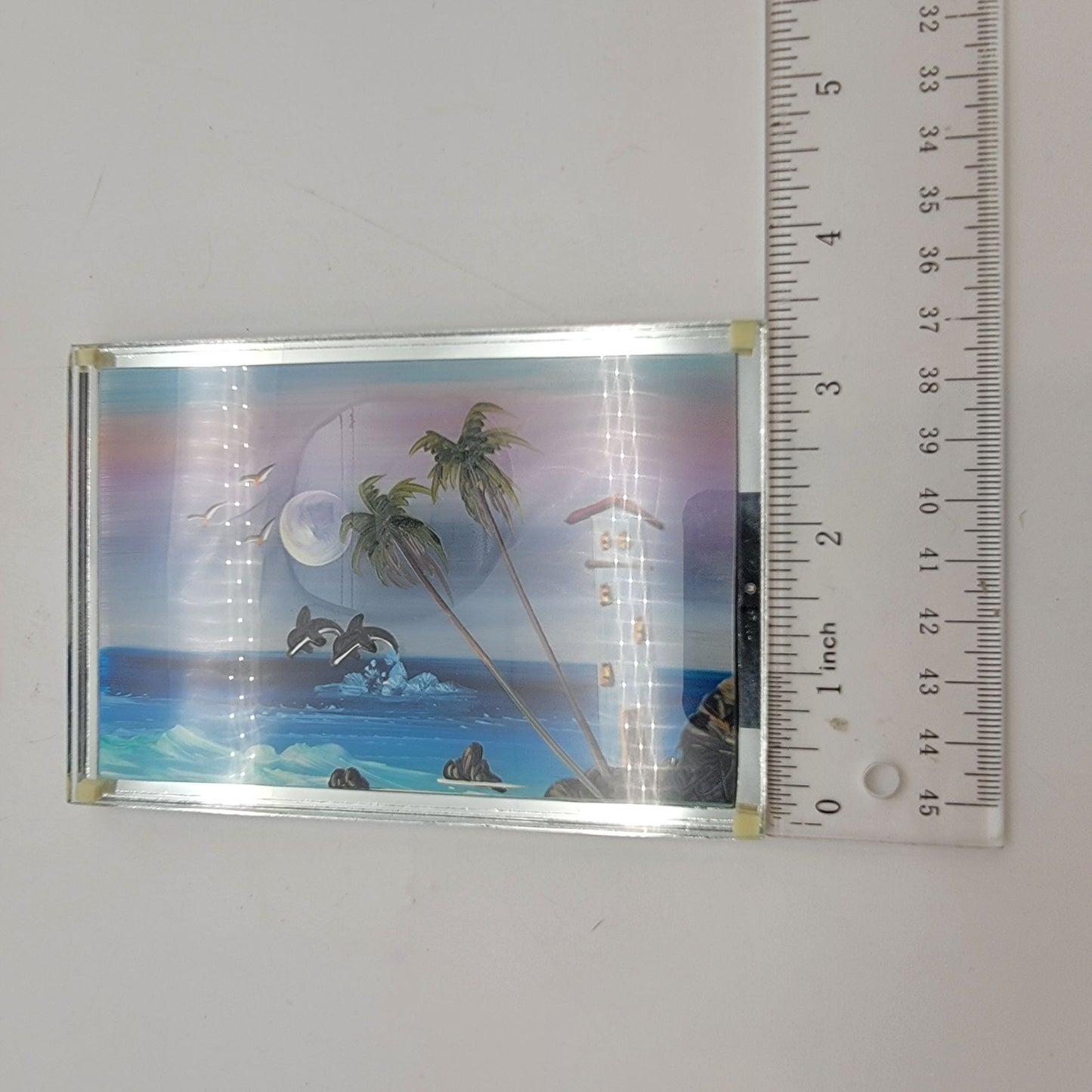 Miniature Original Painting of Dolphins in Ocean on Glass La Paz BCS Souvenir Art