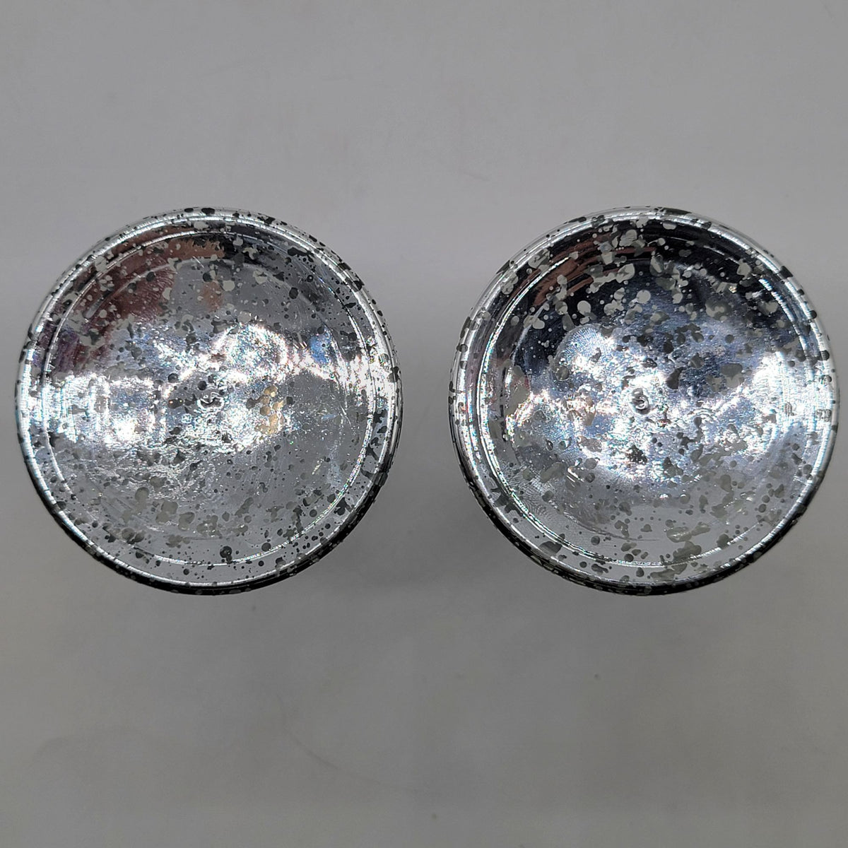 Silver Mercury Glass Taper Candle Holders Pair