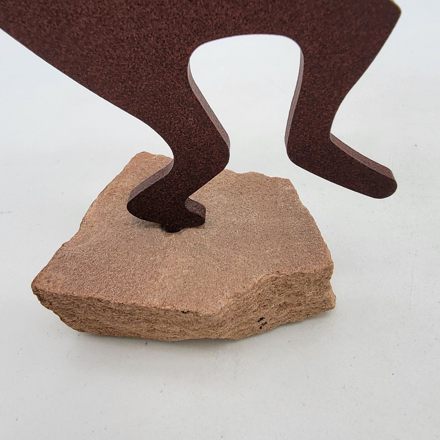 Kokopelli Flute Dancer Metal Art On Sandstone Base