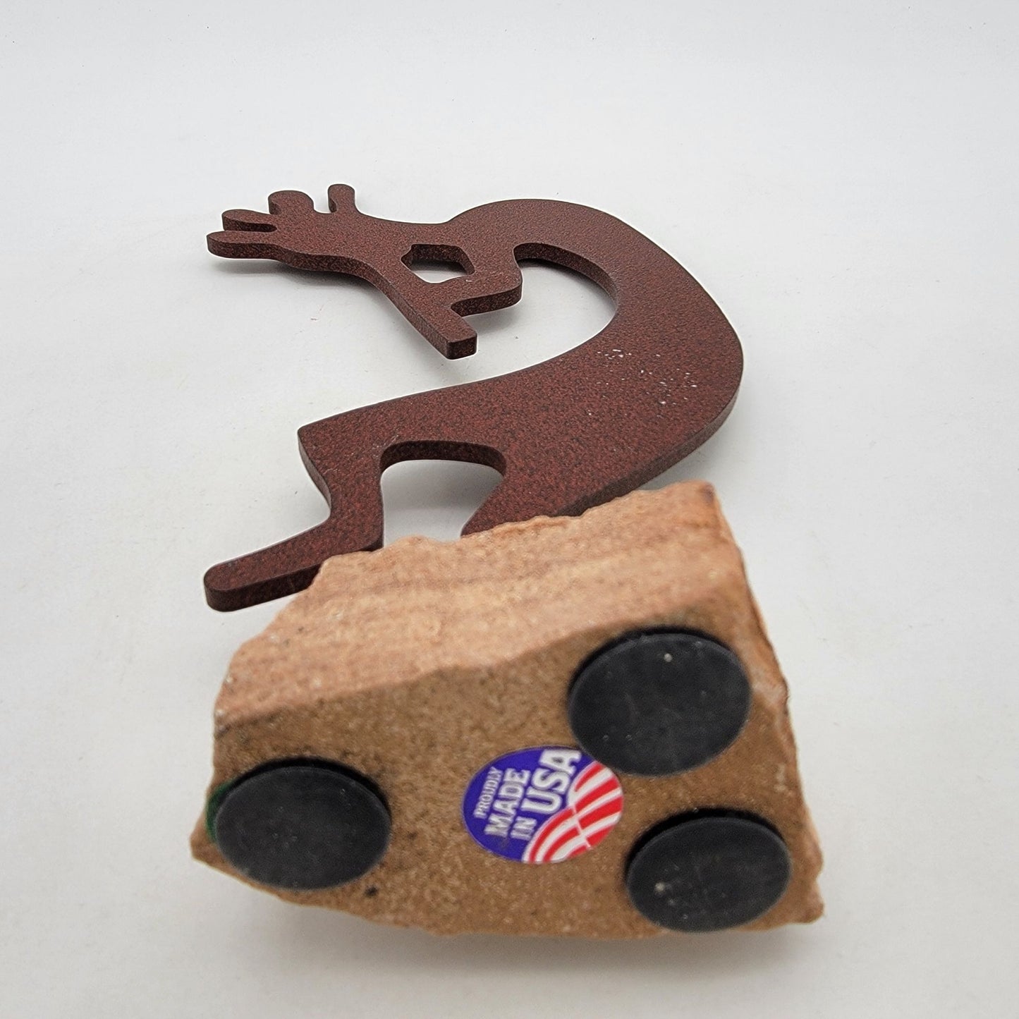 Kokopelli Flute Dancer Metal Art On Sandstone Base