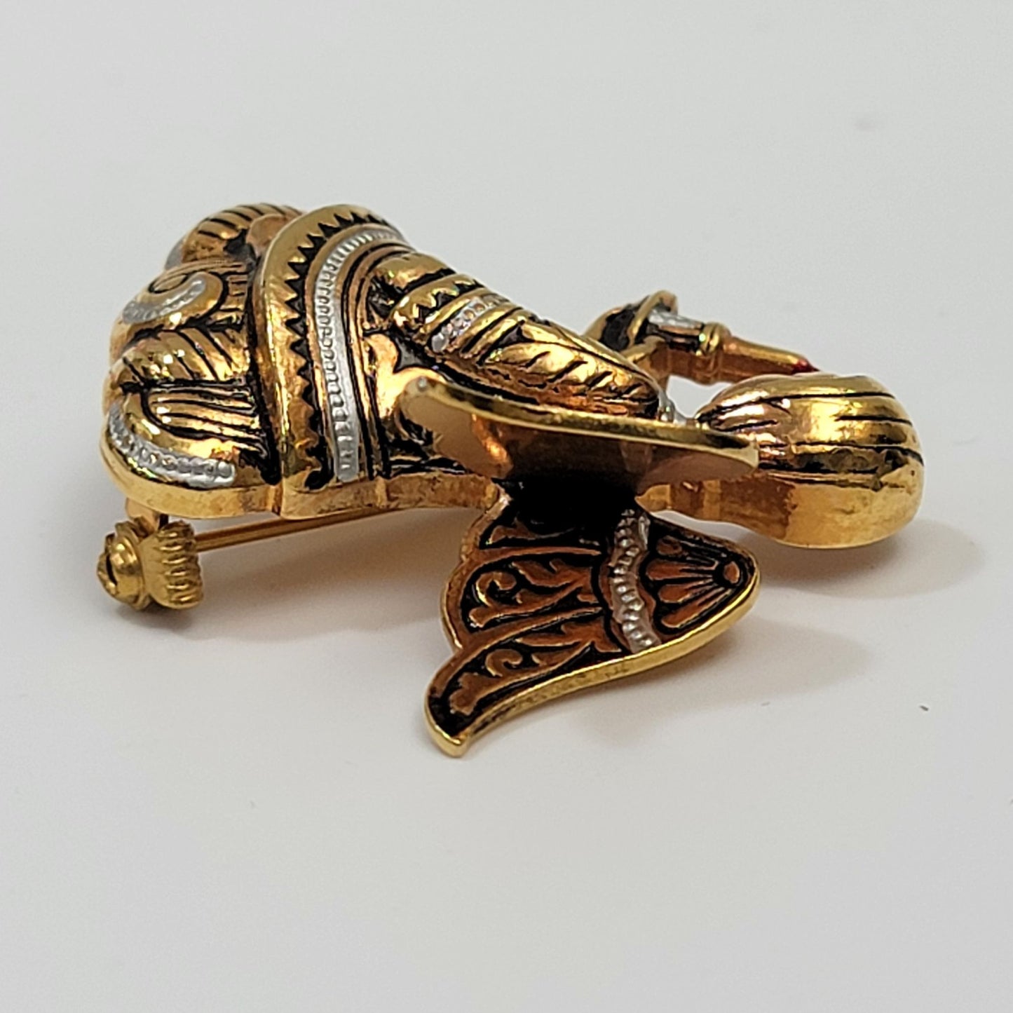 Vintage Spanish Damascene Toledoware Angel Brooch