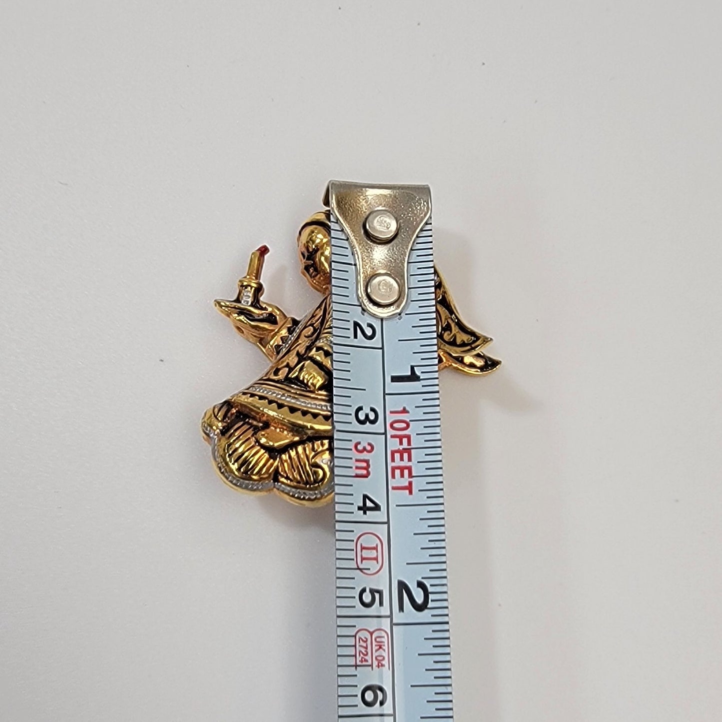 Vintage Spanish Damascene Toledoware Angel Brooch