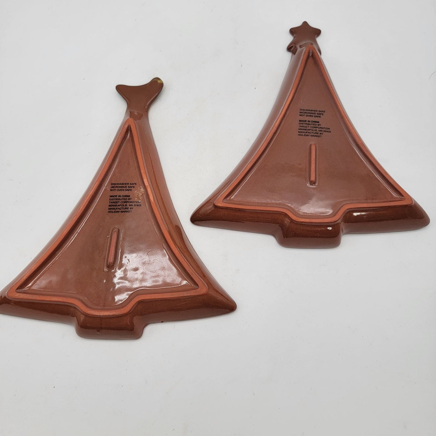Holiday Market Christmas Tree Shaped Dishes Set Of 2 Red & Green