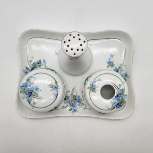 Antique Z.S. & Co. Bavaria Porcelain Dresser Vanity Set Forget-Me-Nots