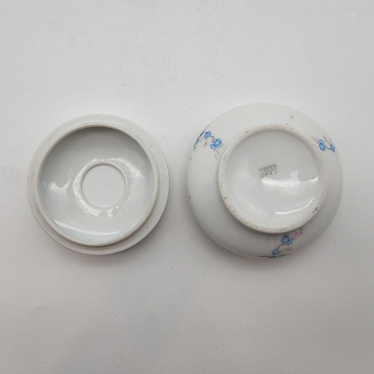 Antique Z.S. & Co. Bavaria Porcelain Dresser Vanity Set Forget-Me-Nots