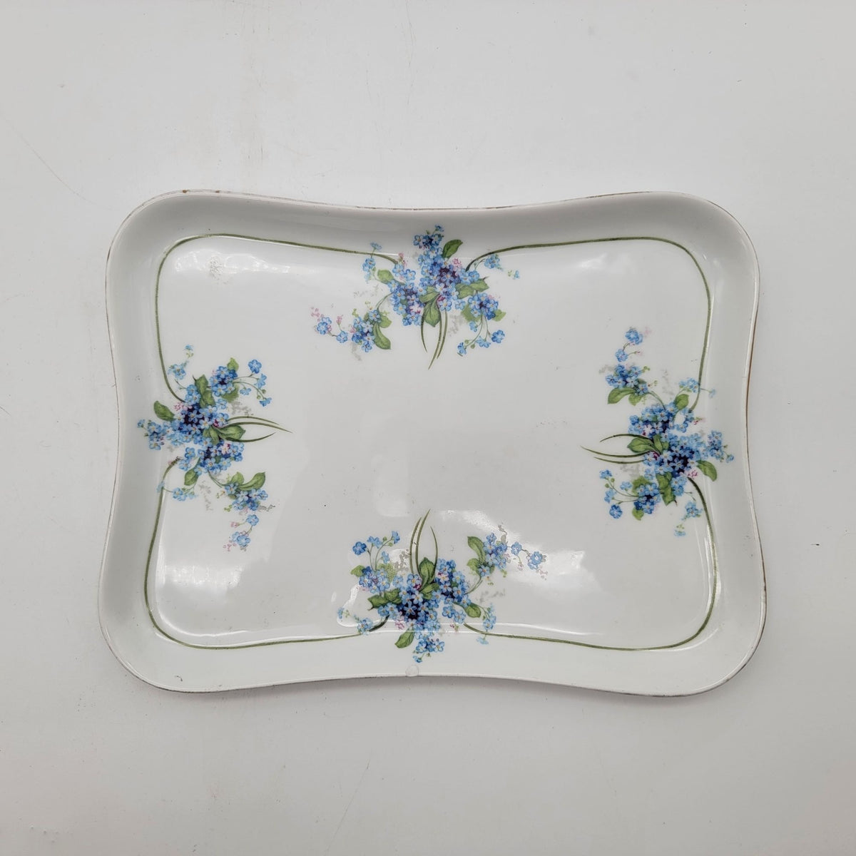 Antique Z.S. & Co. Bavaria Porcelain Dresser Vanity Set Forget-Me-Nots