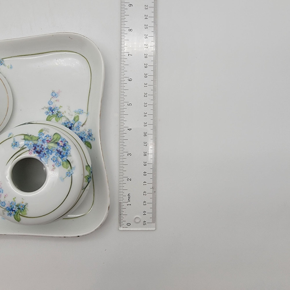 Antique Z.S. & Co. Bavaria Porcelain Dresser Vanity Set Forget-Me-Nots