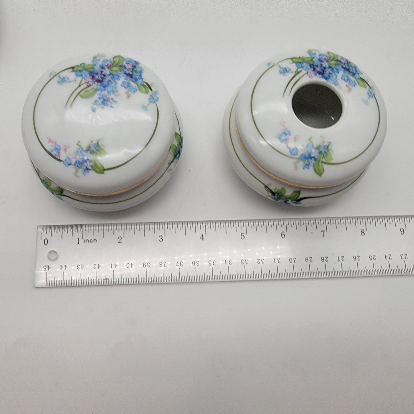 Antique Z.S. & Co. Bavaria Porcelain Dresser Vanity Set Forget-Me-Nots