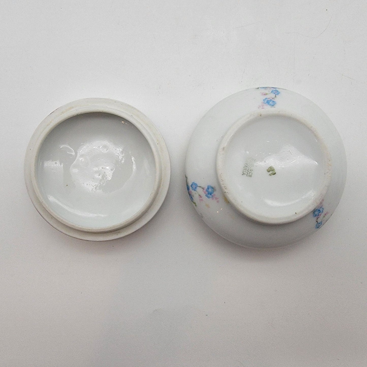 Antique Z.S. & Co. Bavaria Porcelain Dresser Vanity Set Forget-Me-Nots
